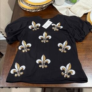 Black Top with Gold and White Fleur-de-Lis SAINTS